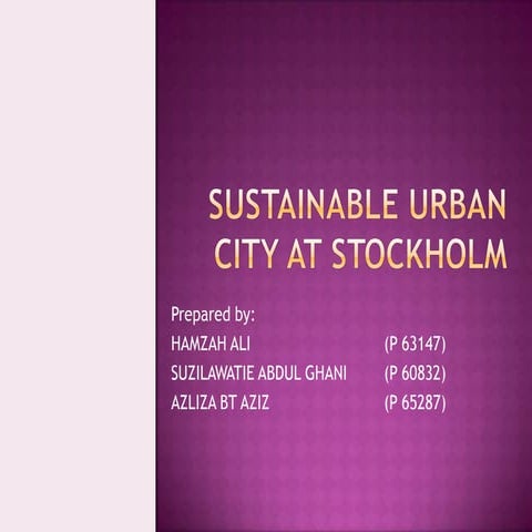 sustainable urban city of Stockholm