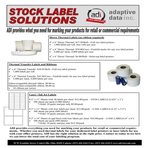 ADI Stock Label Solutions Brochure
