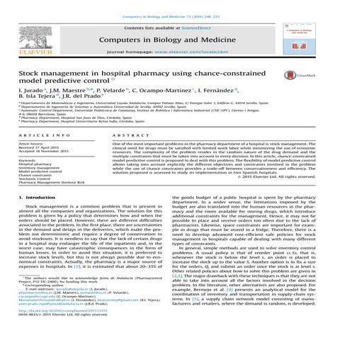 Stock management in hospital pharmacy using chance constrained model predicti...