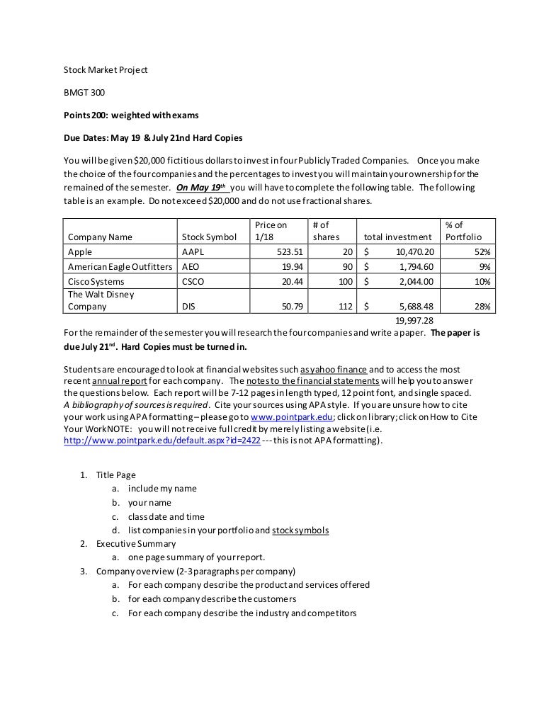 Essays On English Language Stock Market Project Essay Examples For High School Students also Essay On English Teacher Stock Market Project Underfontanacountryinncom The Yellow Wallpaper Essay