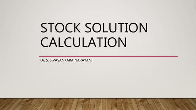 Stock solution calculation
