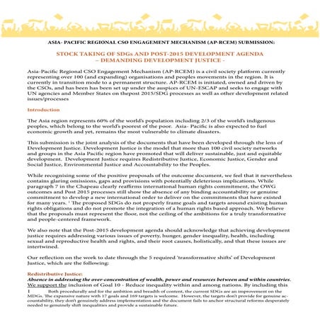 Stocktaking of SDGs and Post2015 Development Agenda Demanding Development jus...