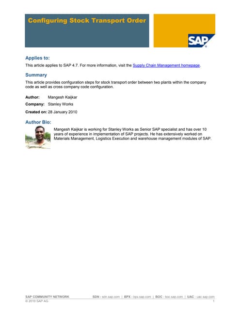 SAP STO config