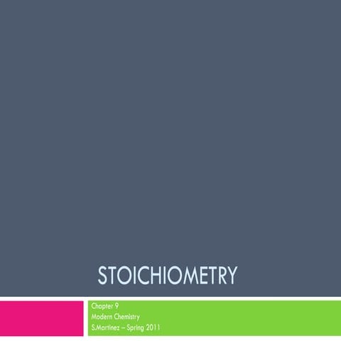 Stoichiometry:  Chapter 9
