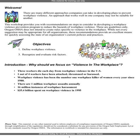 Violence in the workplace Training