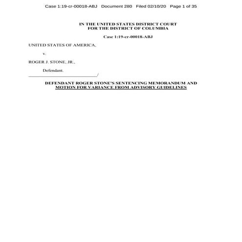Stone Defense Sentencing Memo | PDF