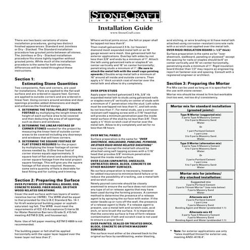 Stonecraft installation instructions