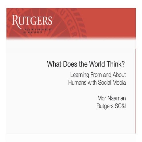 Mor Naaman - Stony Brook Hybrid Geographies Seminar