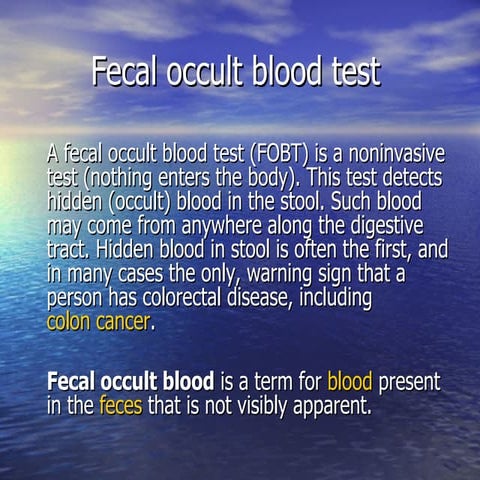 Stool occult blood test