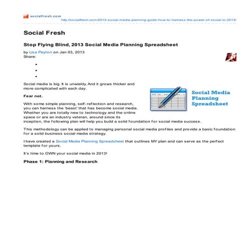 Stop Flying Blind: Your 2013 Social Media Planning Guide
