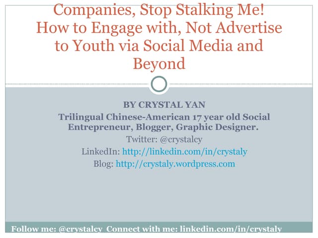 Supernova 2009: Stop Stalking Me: How To Engage Youth
