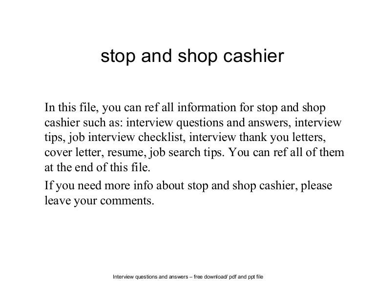 Stop and shop cashier