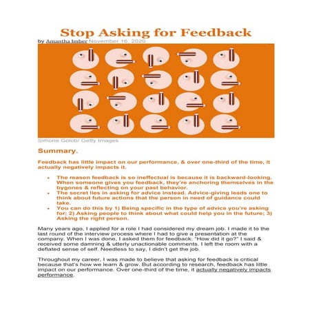 Stop Asking for Feedback - Ask for advice instead
