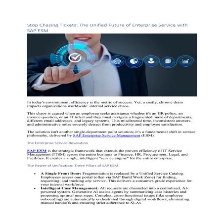 Stop Chasing Tickets The Unified Future of Enterprise Service with SAP ...