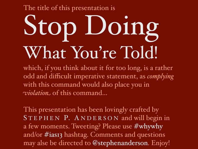 Stop Doing What Youre Told