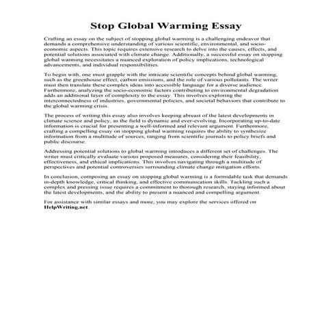 Stop Global Warming Essay
