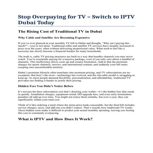 Stop Overpaying for TV in Dubai: Switch to IPTV for Affordable ...
