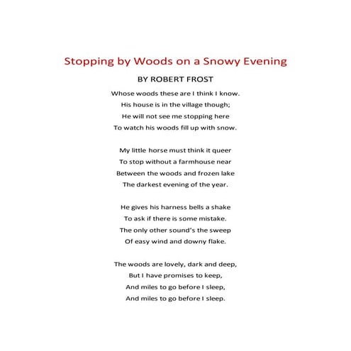 Stopping by Woods on a Snowy Evening
