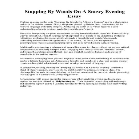 Stopping By Woods On A Snowy Evening Essay.pdf