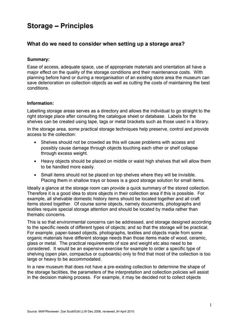 Museum Storage Planning | PDF