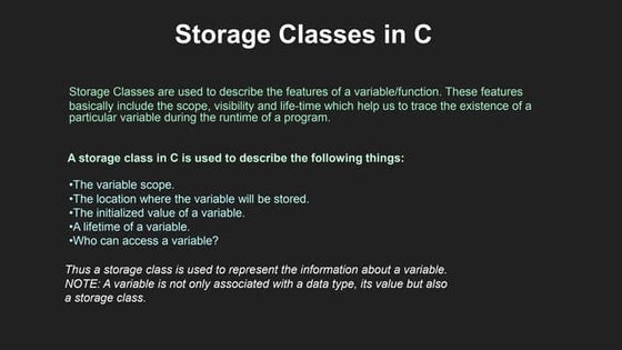 Types of storage class specifiers in c programming | PDF