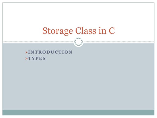 Storage Class in C Progrmming 