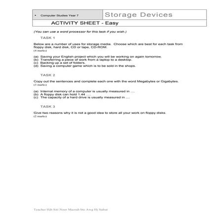 Storage devices homework (easy)