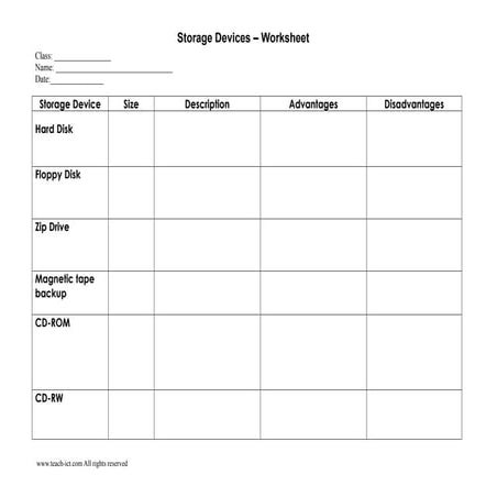 Storage devicesworksheet1