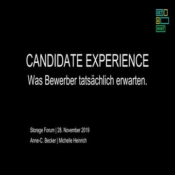 Storage forum 2019 - Candidate Experience