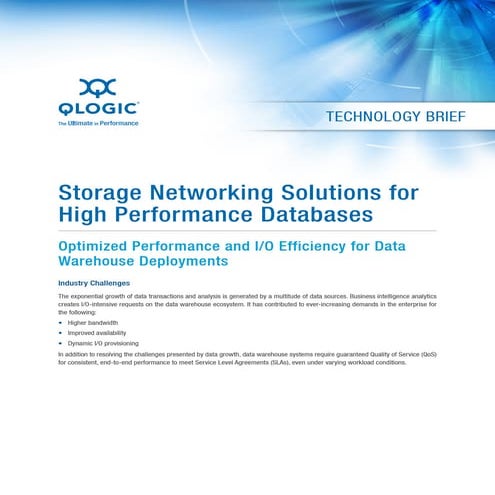 Storage Networking Solutions for High Performance Databases by QLogic