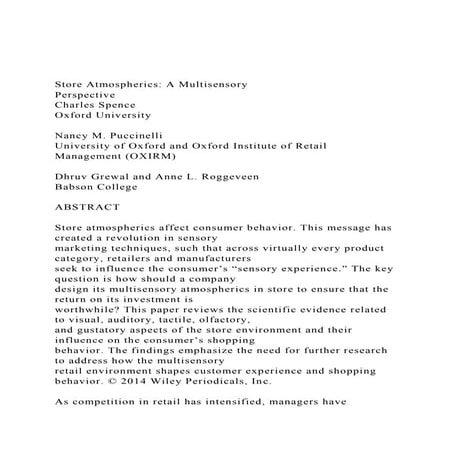 Store Atmospherics A MultisensoryPerspectiveCharles Spenc.docx