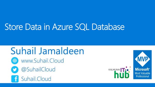 Store Data in Azure SQL Database