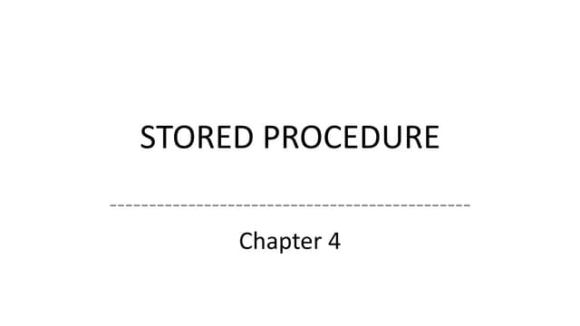 Stored procedure SQL SERVER | PPT