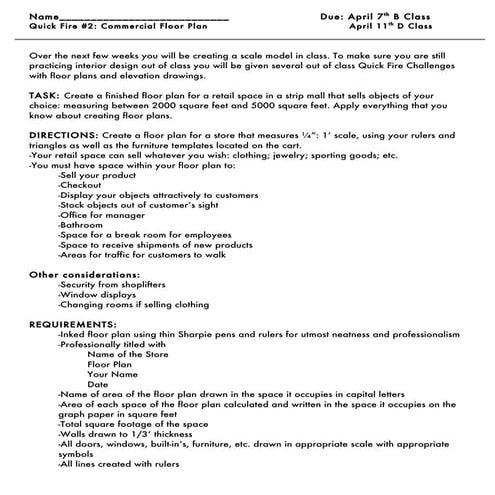 Quick Fire 2: Store floor plan