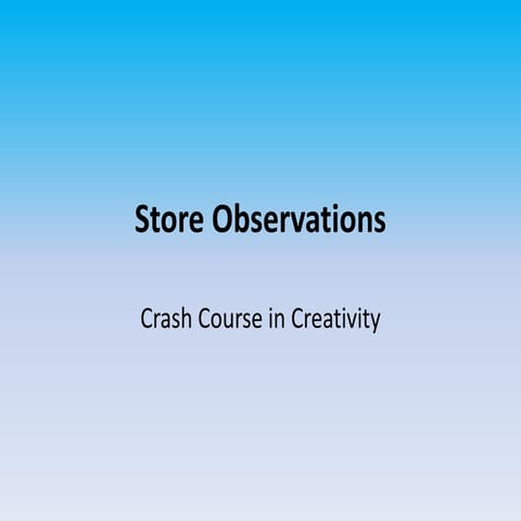 Store Observations | PDF