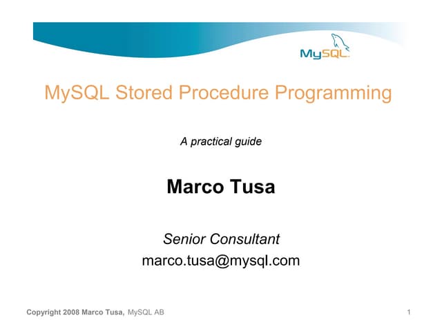 MySQL developing Store Procedure