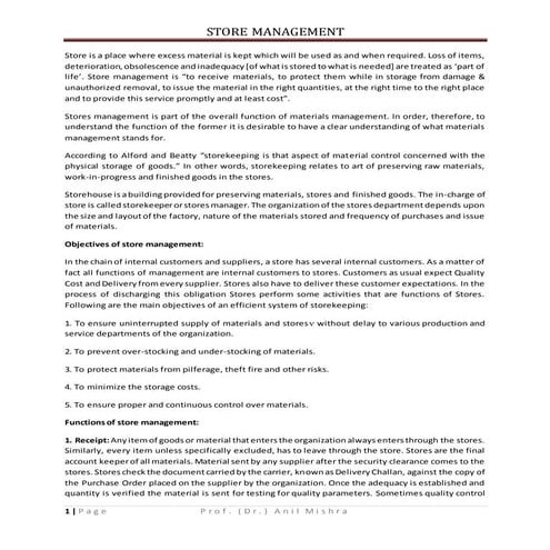 Stores management anil