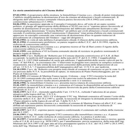 Storia amministrativa cinema Bellini, Martina Franca