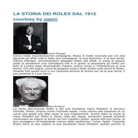 Storia dei rolex dal 1912