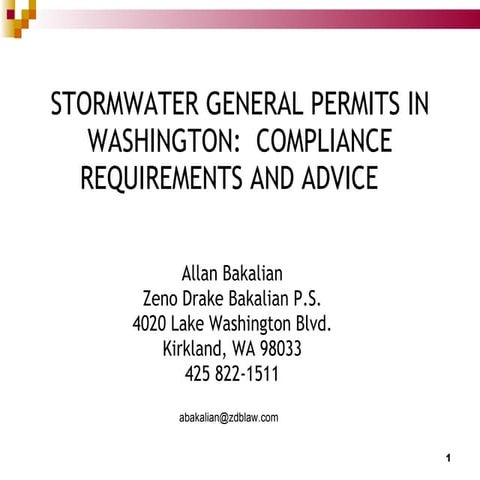 Stormwater Regulation In Wa April 2010