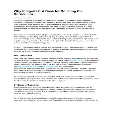 Story integration of science curriculum