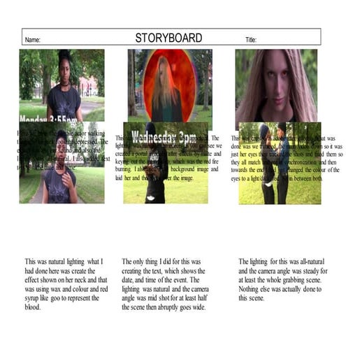 Storyboard 1 for Sinister short movie 