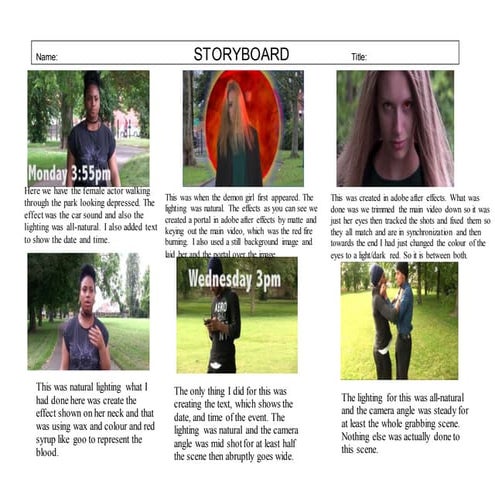 Storyboard 1 for Sinister short movie 