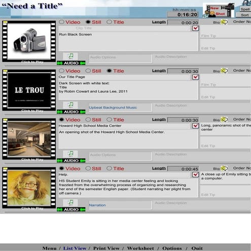 Storyboard for Video