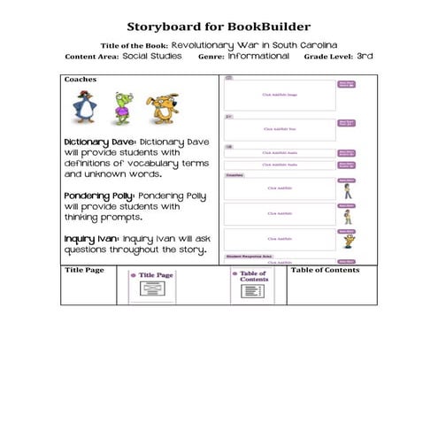 Storyboard for Revolutionary War (Bookbuilder)