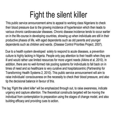 Story board for public service announcement for health behaviour change ( A P...