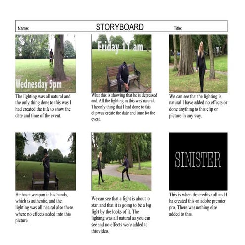 Storyboard 2 for sinister short movie 