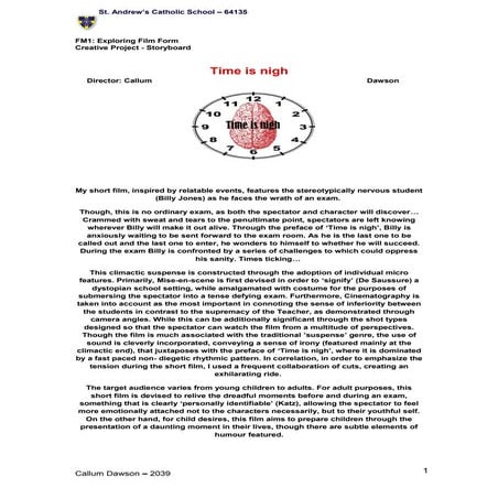 FM1 - Storyboard Exemplar 1) - 'A' Grade