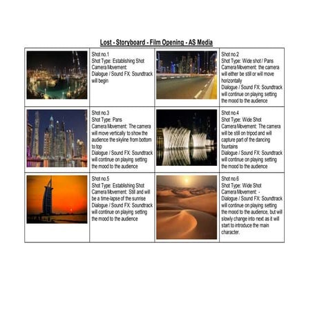 Storyboard for Opening Title Sequence | PPTX