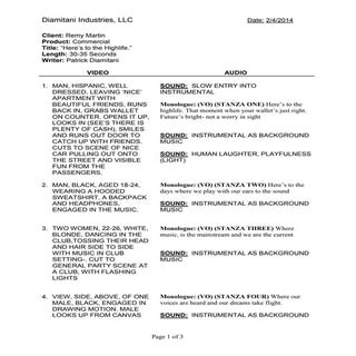 Storyboard for commercial 2